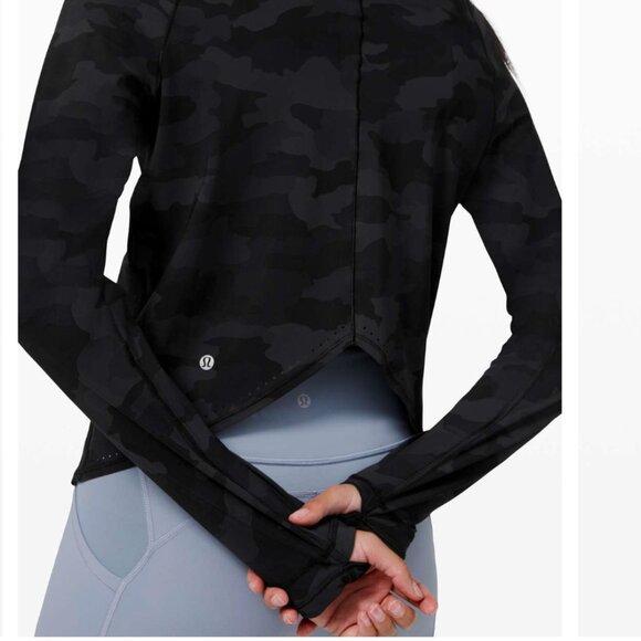 Lululemon Rise and Run Long Sleeve Heritage 365 Camo Deep Coal Multi Size 6 - Picture 5 of 8